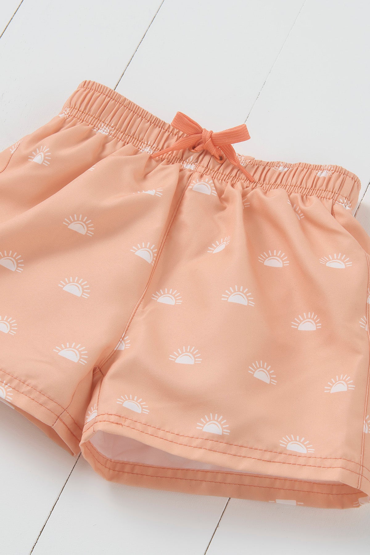 Peach Woven Printed Swim Shorts